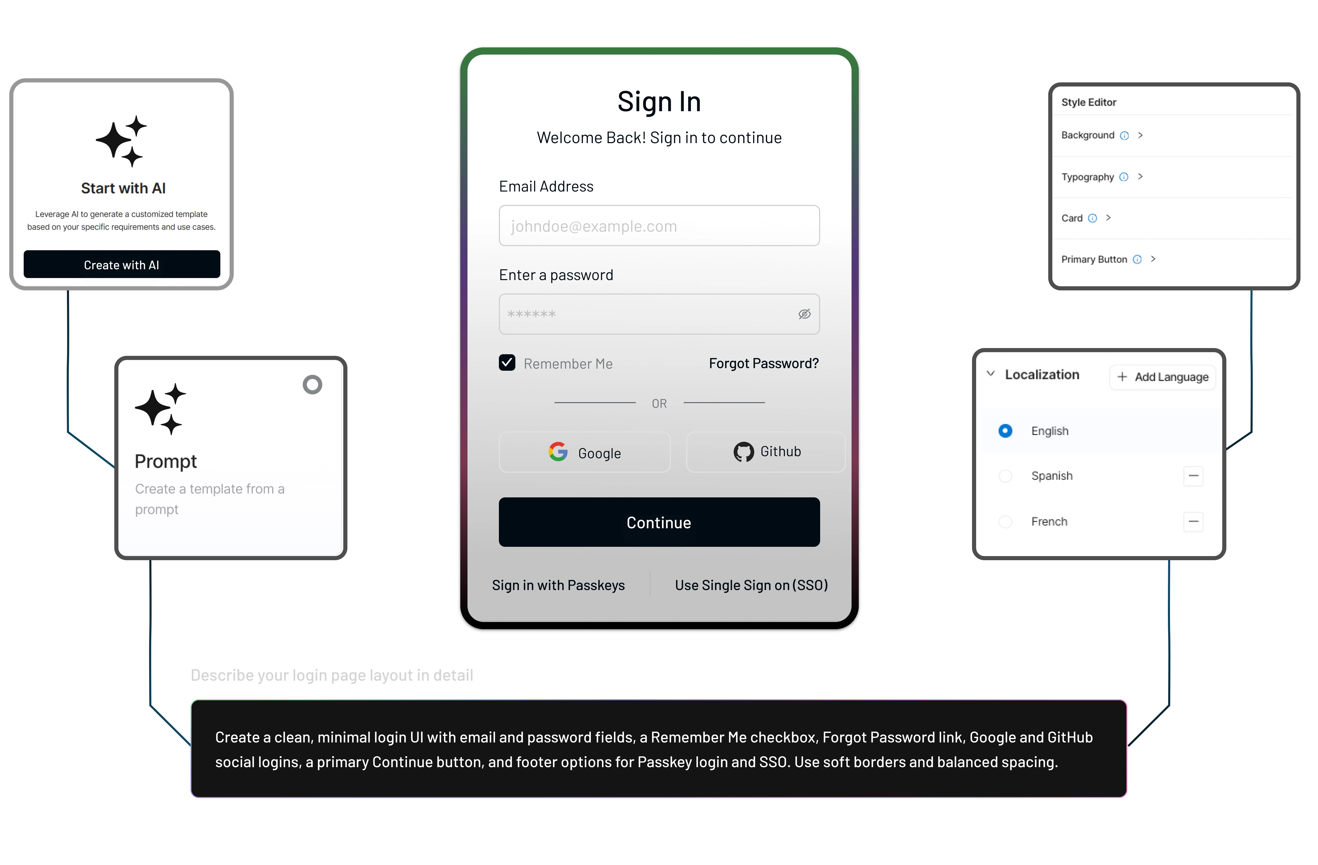 user selection and navigation