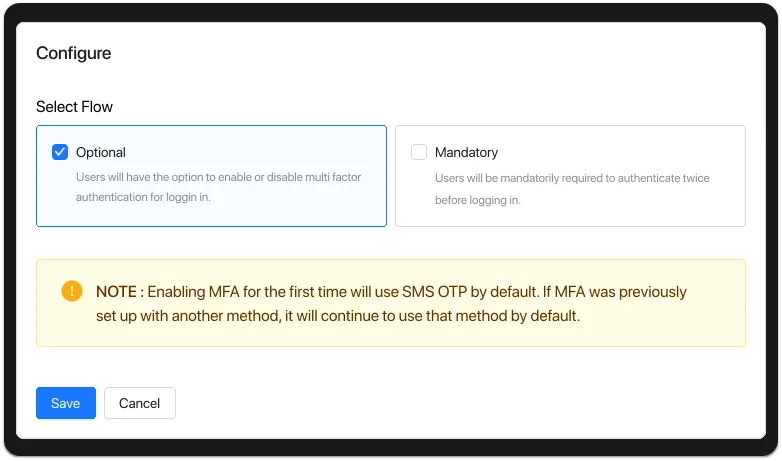 Optional MFA