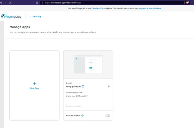 loginradius dashboard