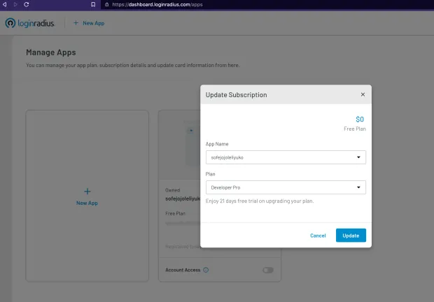 loginradius upgrade subscription 2