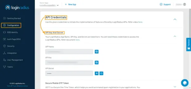 LoginRadius API Credentials