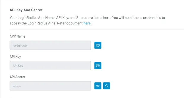 LoginRadius API credentials