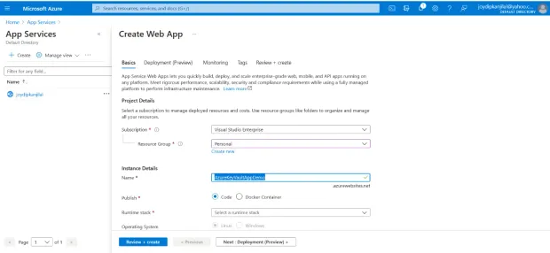 Create a Web App