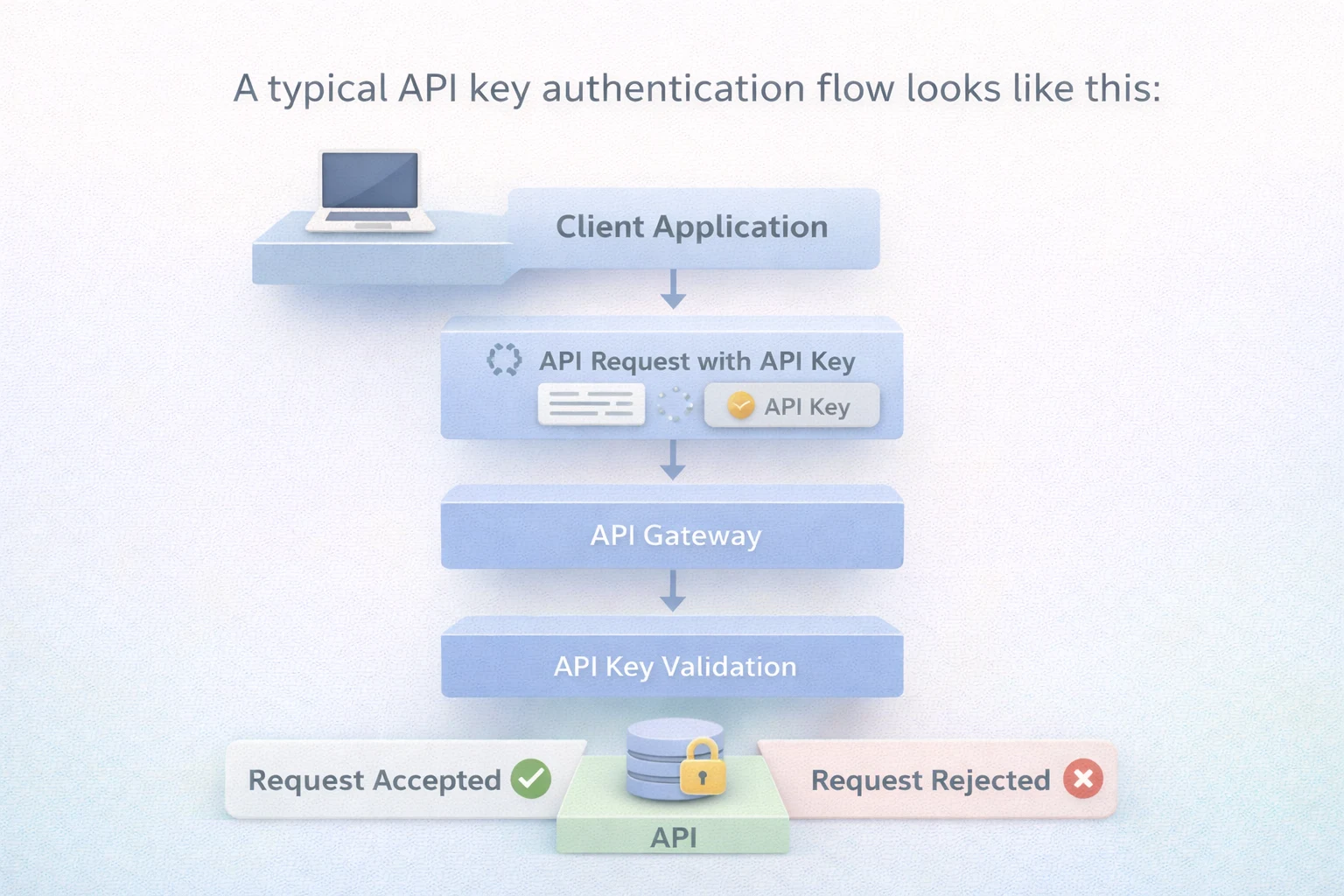 Simplified OAuth authentication diagram showing application redirection, user consent, access token generation, and API validation