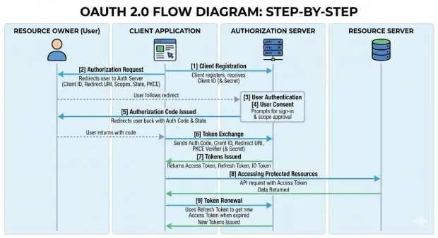 Step-by-Step OAuth 2.0 Flow Diagram