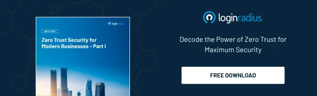 Downloadable resource from loginradius named- zero trust security for modern businesses- part 1.