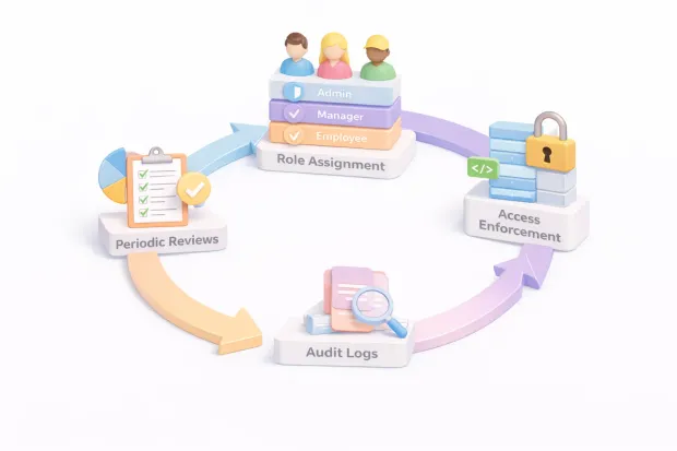 Illustrations showing the process to choose the right RBAC model