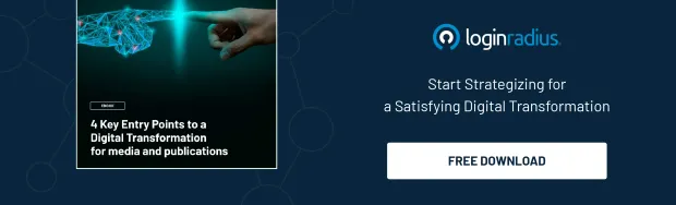 Image showing downloadable resource from loginradius named key points to digital transformation and publication