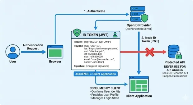 A flow diagram of how ID Token works.