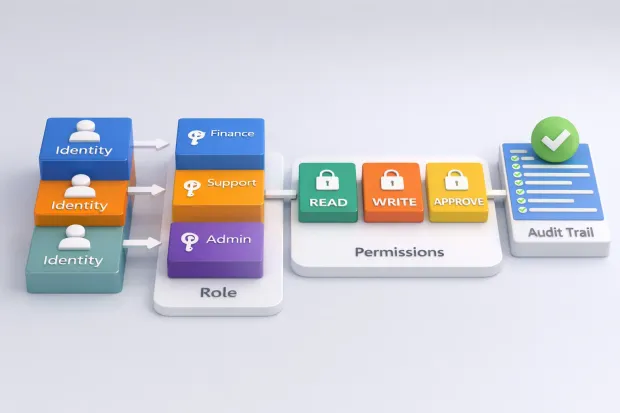 Illustrations showing RBAC control mechanism