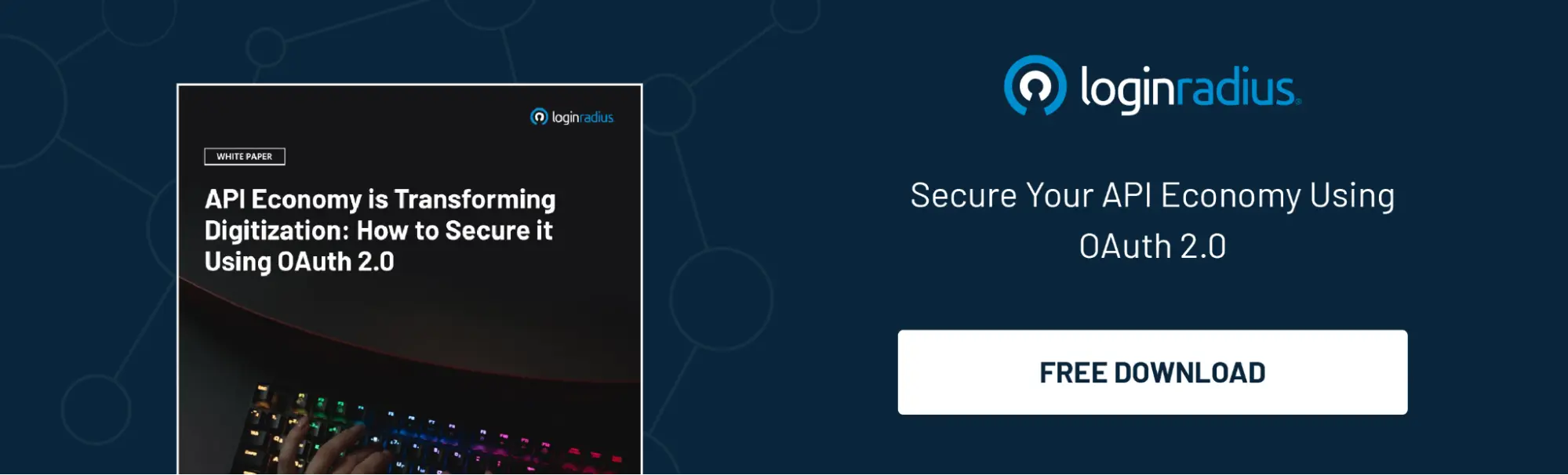 illustration showing LoginRadius's free downloadable resource, named API economy, is transforming digitization: how to secure it using OAuth2.0.