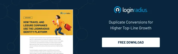 loginradius downloadable resource named How Travel and Leisure Companies Use The LoginRadius Identity Platform