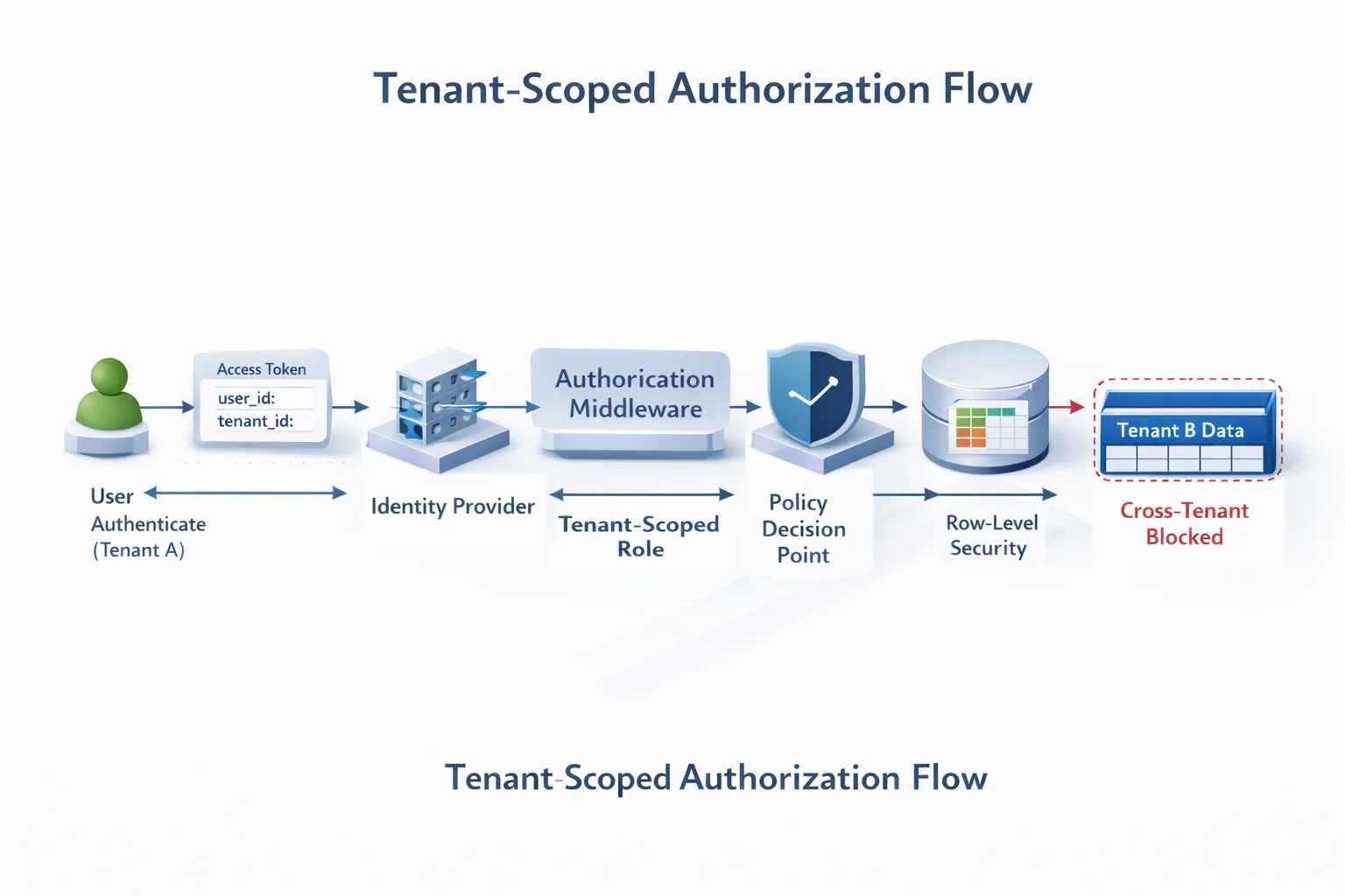 3D diagram showing shared database, shared schema, shared database separate schema, and separate database per tenant multi tenancy architecture models