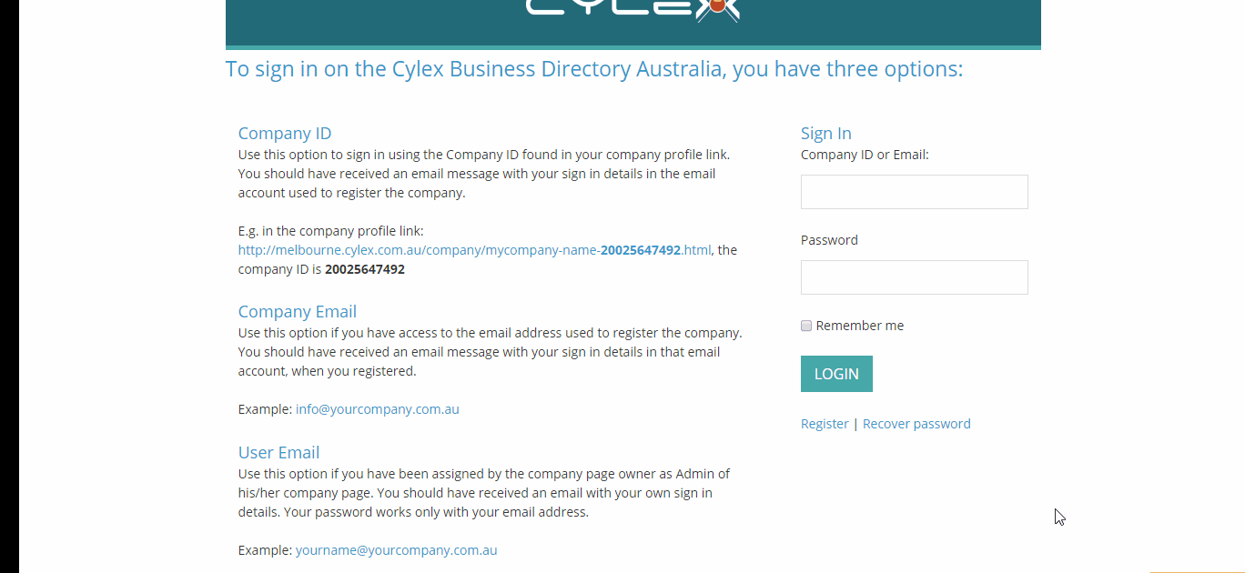 Submitting your business on Cylex