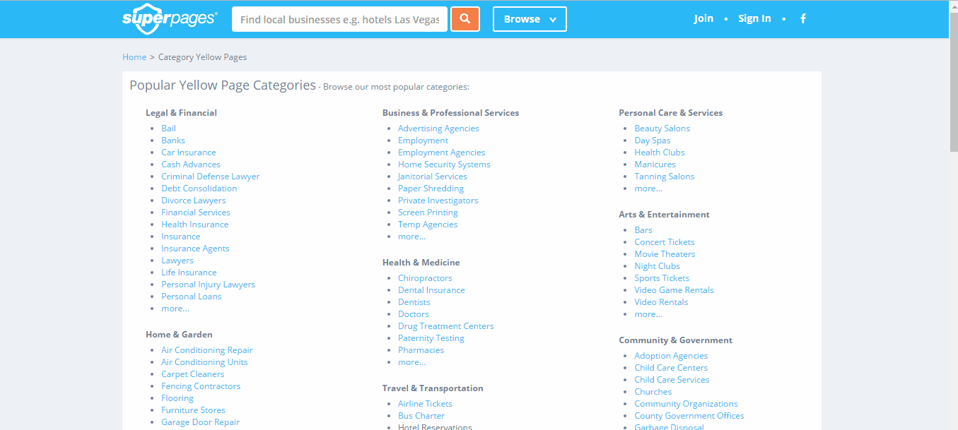 Listing your business on superpages