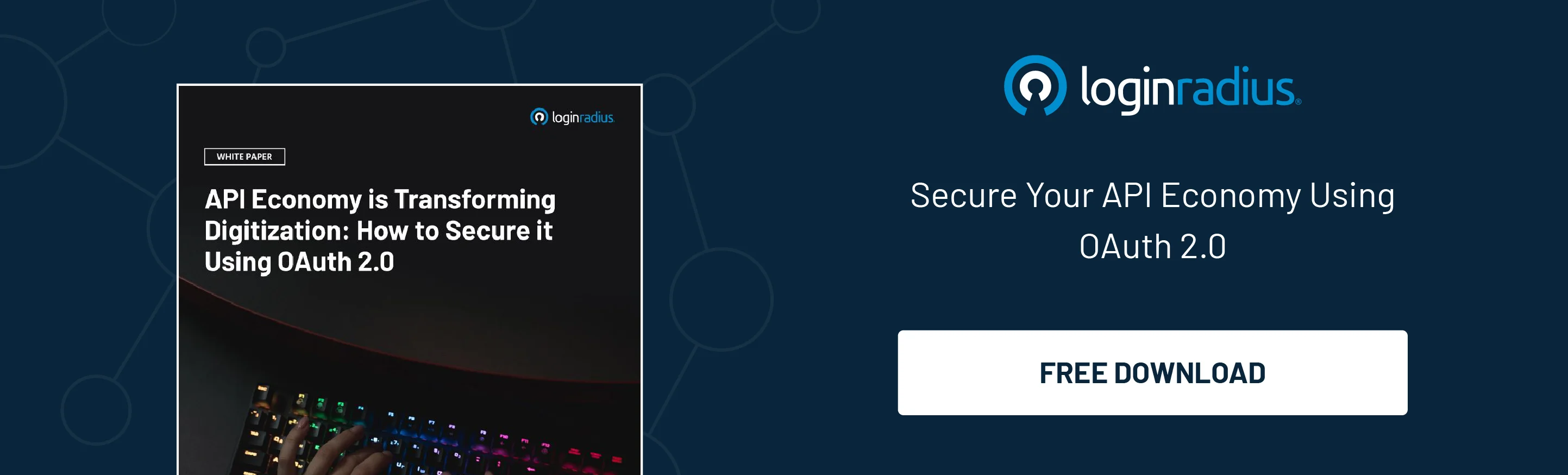 illustration showing LoginRadius free downloadable resource named API economy is transforming digitization: how to secure it using oauth 2.0.