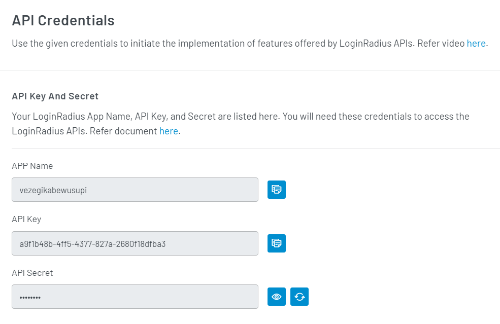 LoginRadius API Credentials