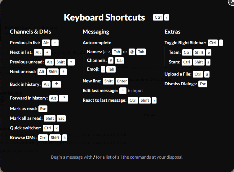 Slack Shortcuts