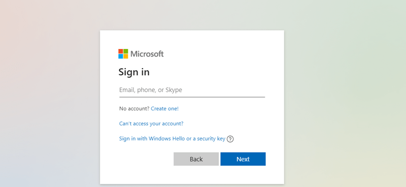 Login Using Microsoft Account