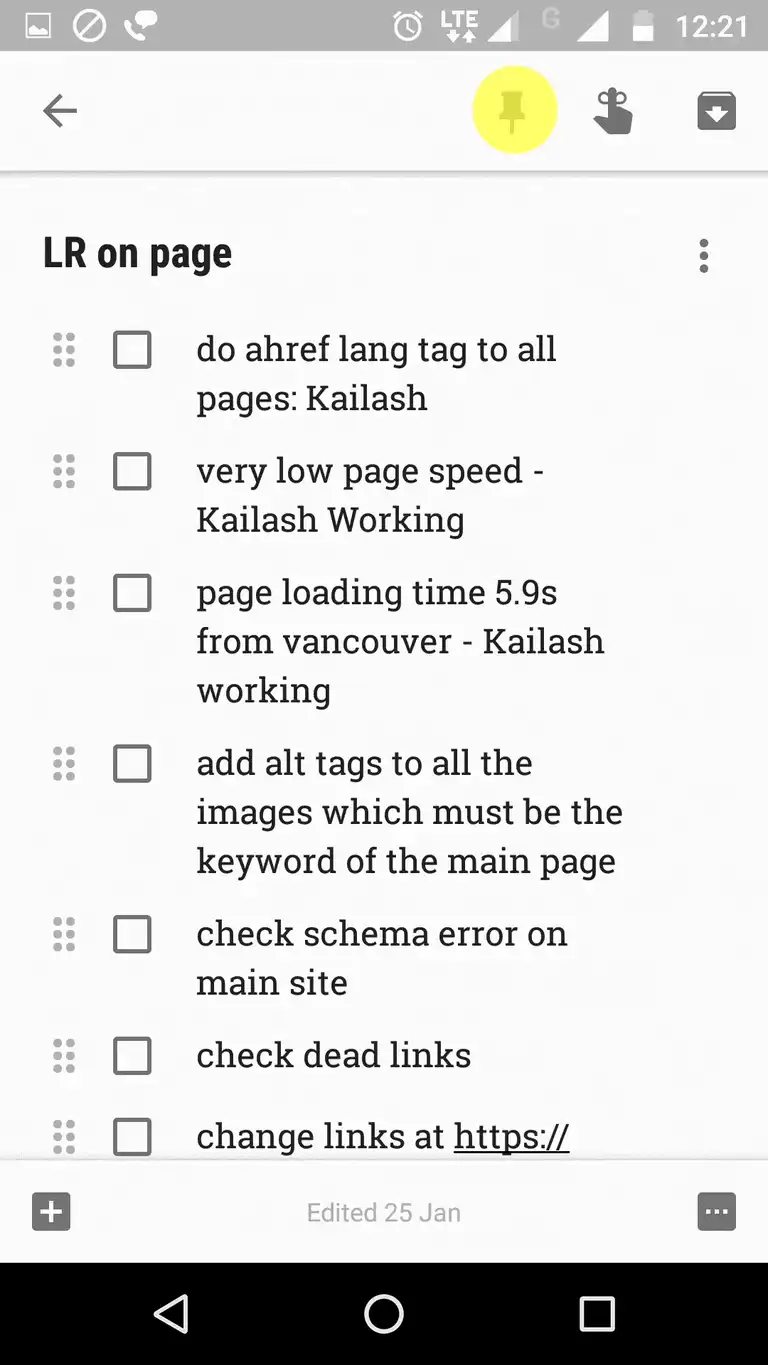 Keep Pinned Note