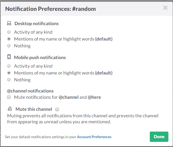 How to set notification preferences in Slack