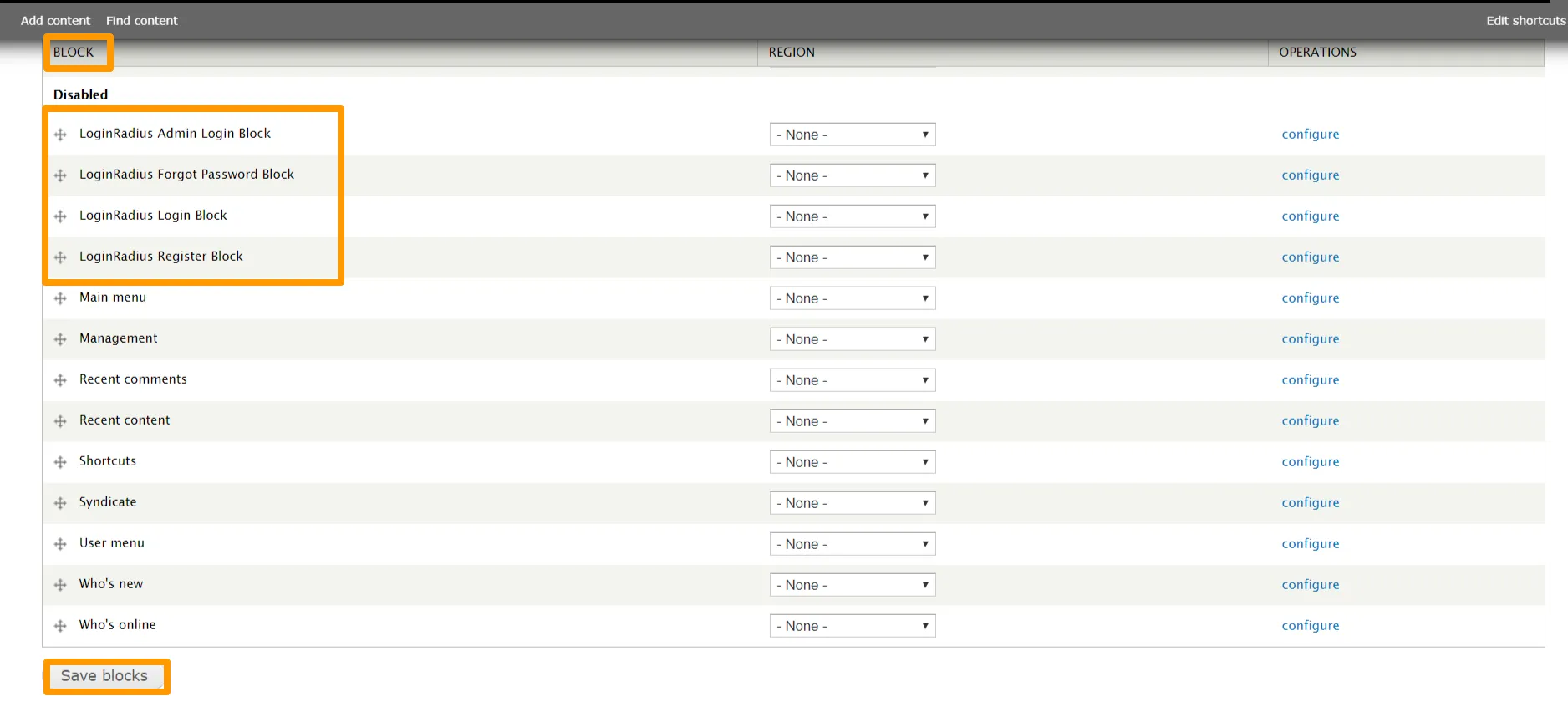 Blocks Drupal7