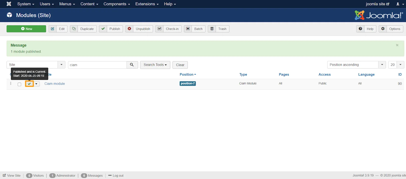Modules Site Joomla Site Administration 2 1