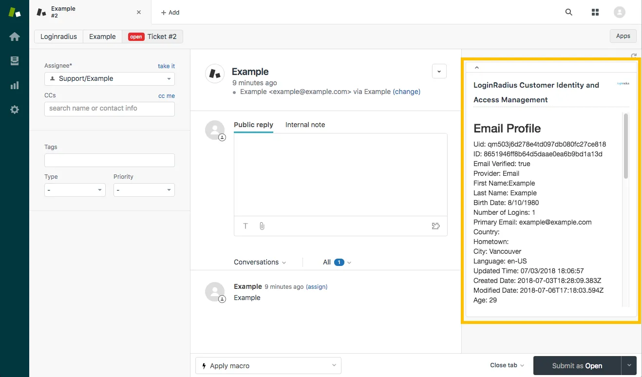 Zendesk Ticket Example 1