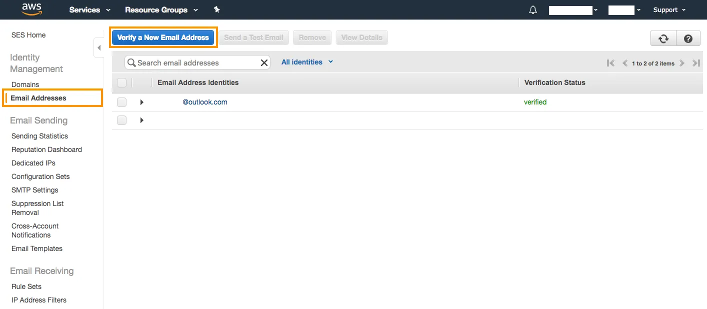 Aws Verify Email